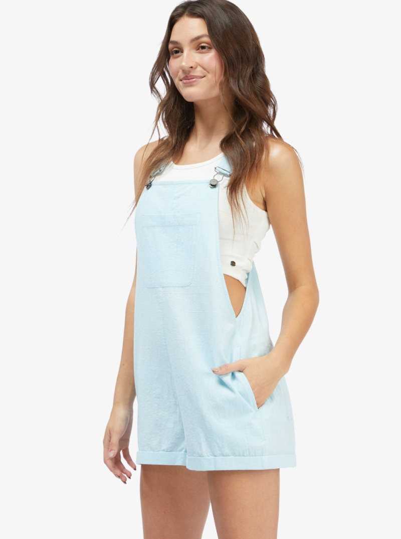 Cool Blue Roxy Somebody New Short Overalls | UJTRPL264