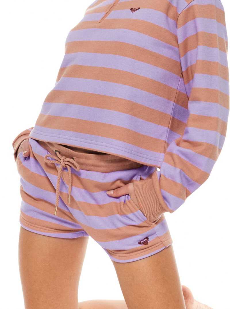 Cork Sunray Stripe Stripe Roxy Carefree Vibe Sweat Shorts | BOQRWV013