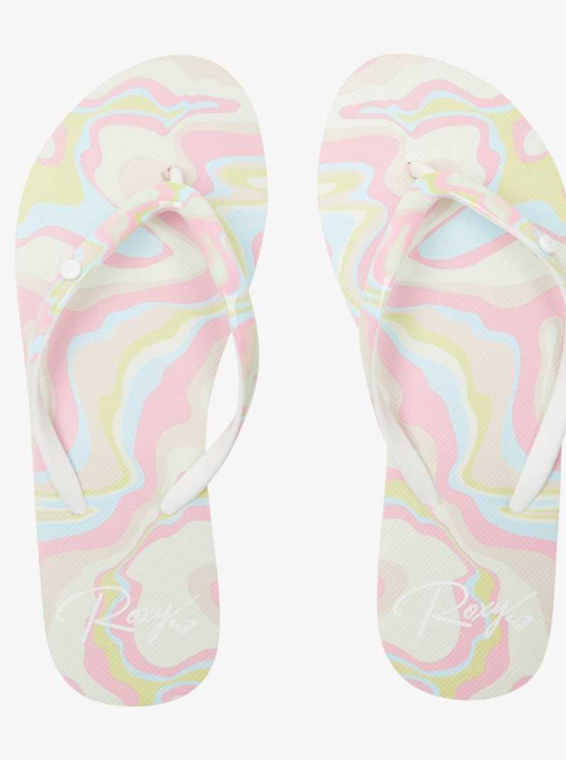 Crazy Pink/Soft Lime Roxy Portofino Flip-Flops | TNQDUG326