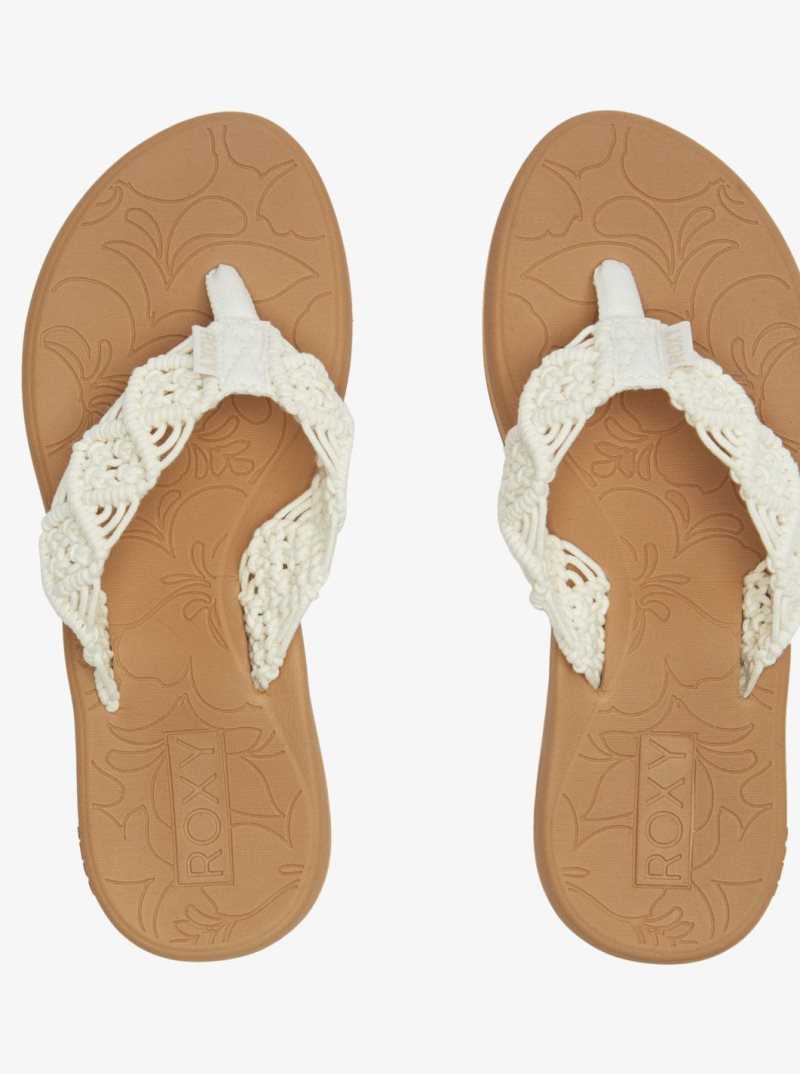 Cream Roxy Colbee Hawaii Crochet Sandals | KASLFQ856