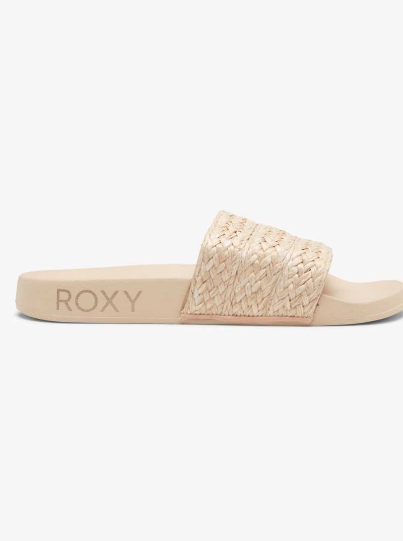 Cream Roxy Slippy Jute Sandals | ZXGTOA054