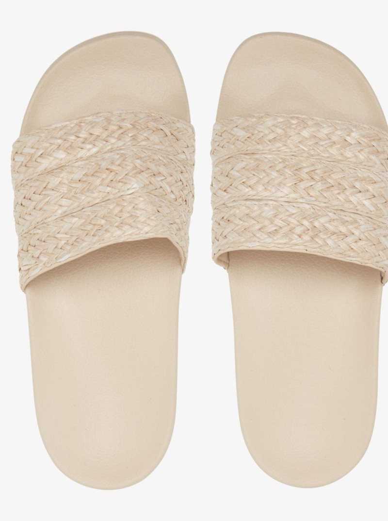 Cream Roxy Slippy Jute Sandals | ZXGTOA054