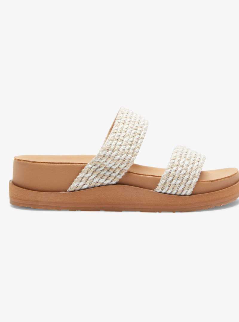 Cream Roxy Summer Breeze Sandals | OJDMHW869