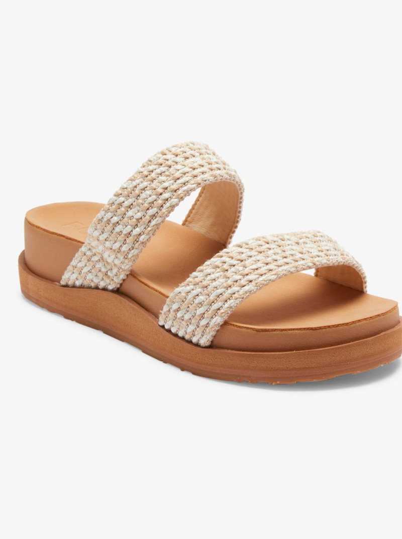 Cream Roxy Summer Breeze Sandals | OJDMHW869