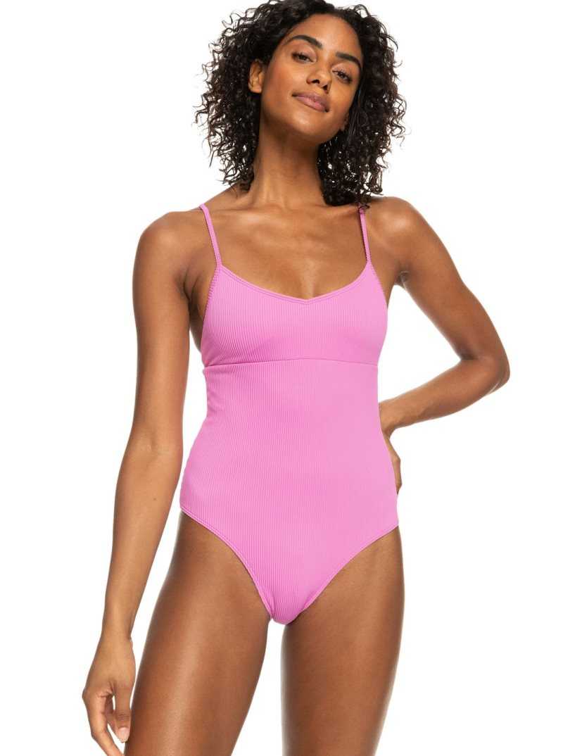 Cyclamen Roxy Active Rib One Piece Swimsuit | EXBMLD053