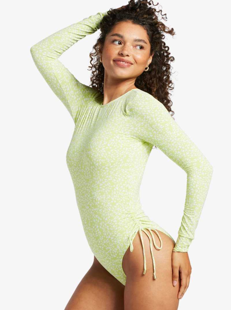 Daiquiri Green Sea Spray Roxy Sunrise Tides UPF 50 Rashguard Long Sleeve Swimsuit | CQRFVW542