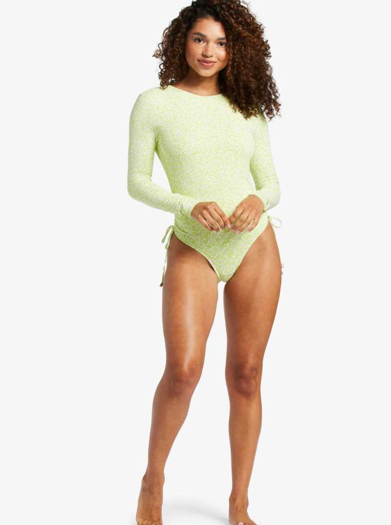 Daiquiri Green Sea Spray Roxy Sunrise Tides UPF 50 Rashguard Long Sleeve Swimsuit | CQRFVW542