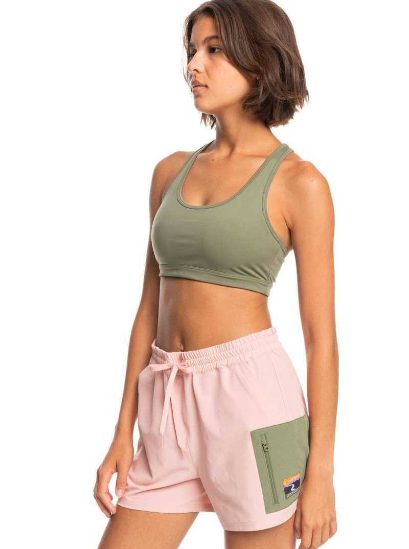 Deep Lichen Green Roxy Back To You 2 Racerback Sports Bra | JSQCAE602