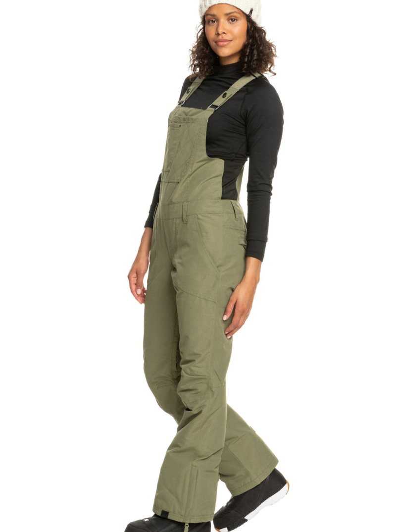 Deep Lichen Green Roxy Rideout Insulated Snow Bib Pants | LXUHRS786