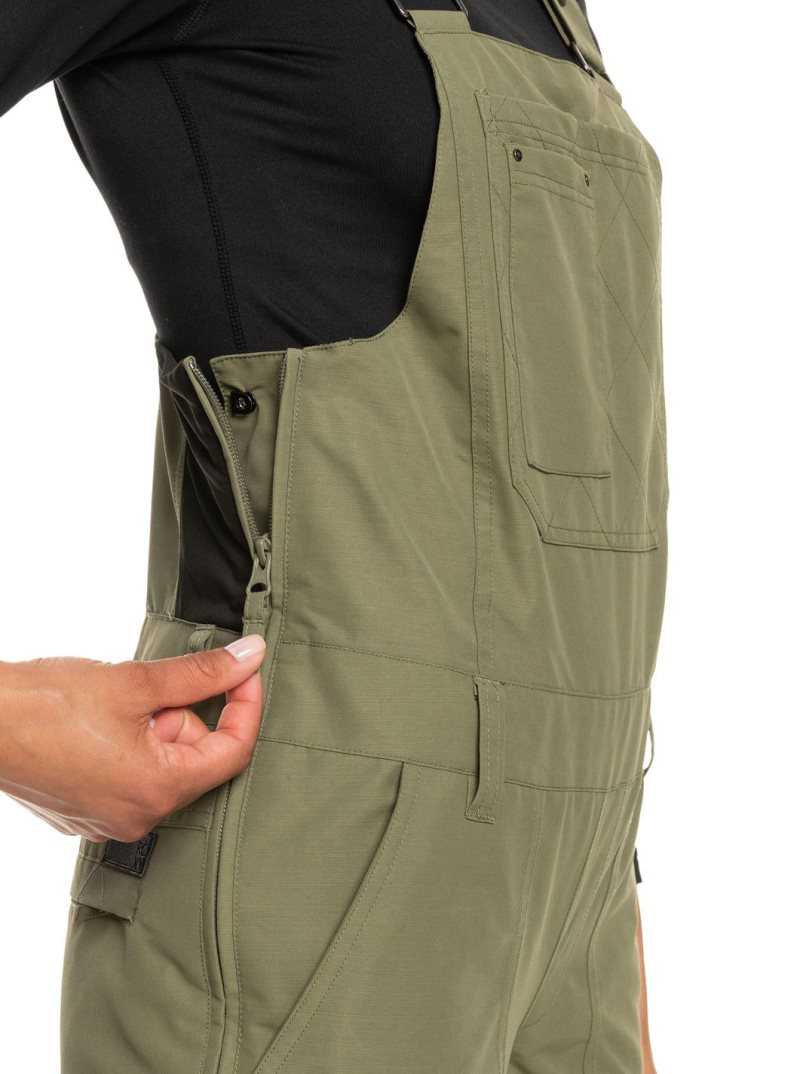 Deep Lichen Green Roxy Rideout Insulated Snow Bib Pants | LXUHRS786