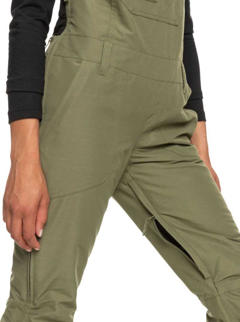 Deep Lichen Green Roxy Rideout Insulated Snow Bib Pants | LXUHRS786