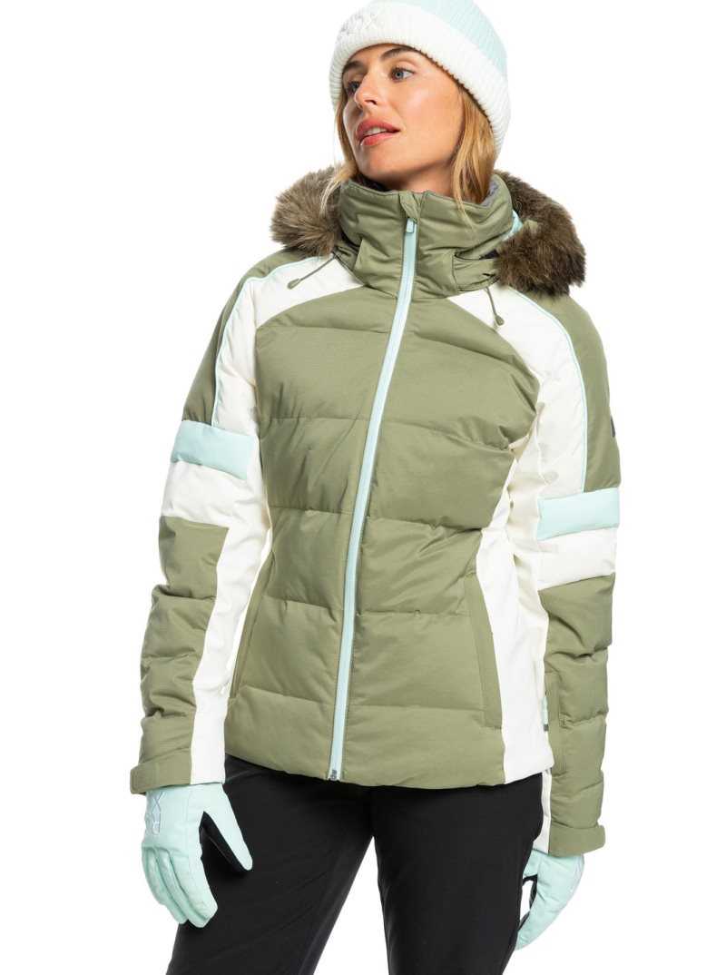 Deep Lichen Green Roxy Snow Blizzard Insulated Snow Jacket | OCZJEV184