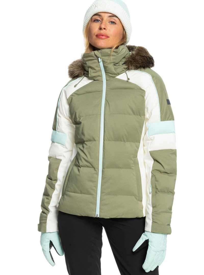 Deep Lichen Green Roxy Snow Blizzard Insulated Snow Jacket | OCZJEV184