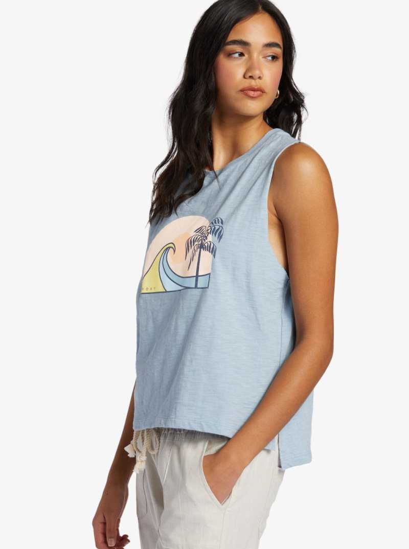 Dusty Blue Roxy Greatest Wave Muscle Tank | YETZNS460