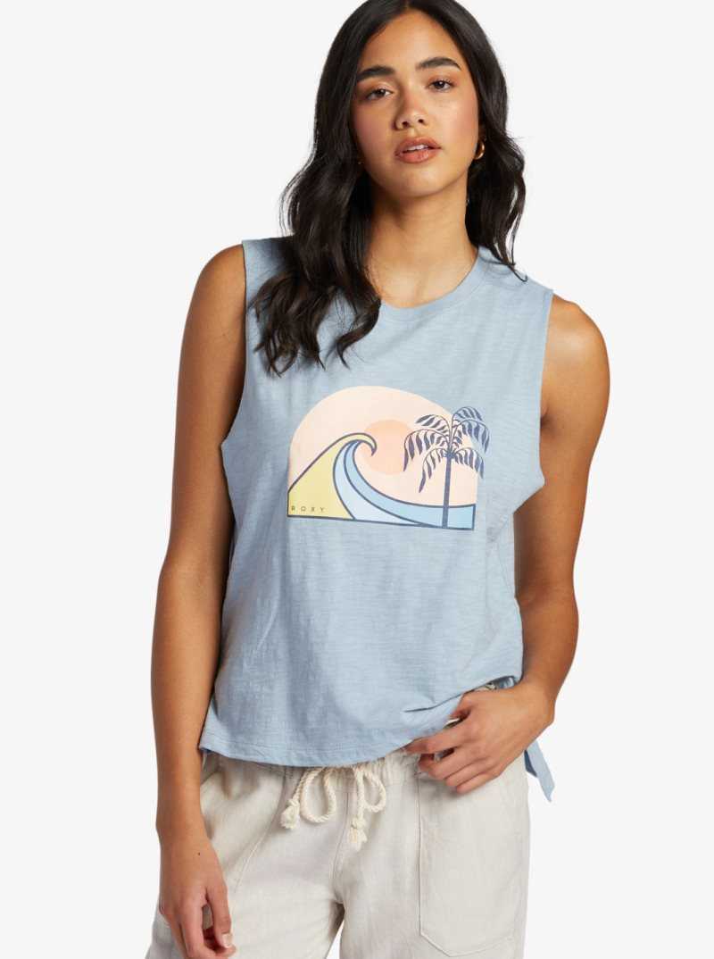 Dusty Blue Roxy Greatest Wave Muscle Tank | YETZNS460