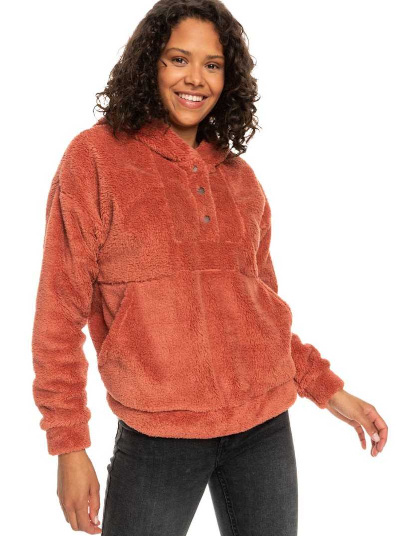 Etruscan Red Roxy Surf Spray Hooded Pullover Fleece | LONUGE356