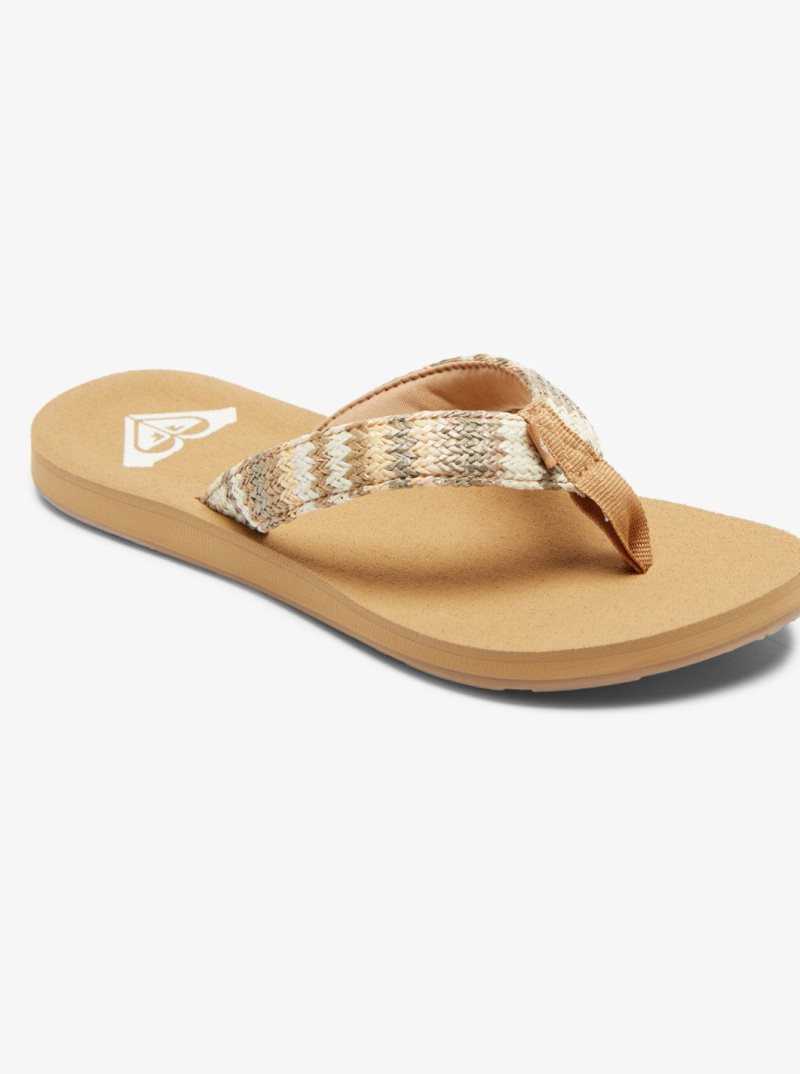 Fall Leaf Multi Roxy Porto Raffia Flip-Flops | IFPWBC986