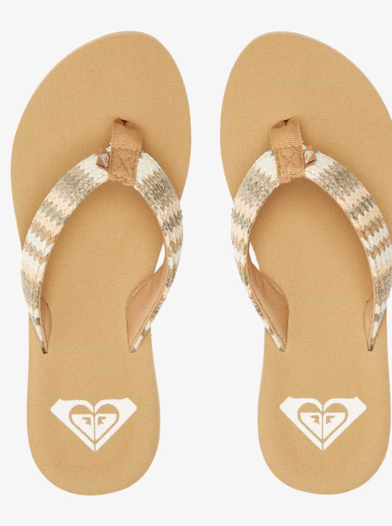 Fall Leaf Multi Roxy Porto Raffia Flip-Flops | IFPWBC986