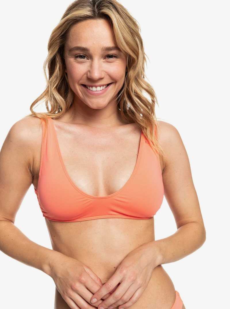 Fusion Coral Roxy Beach Classics Elongated Triangle Bikini Top | UQDCXG812