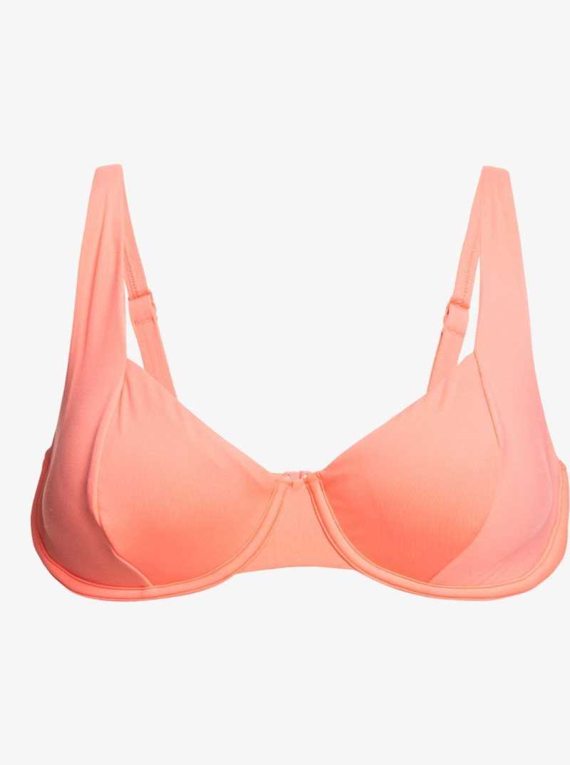 Fusion Coral Roxy Beach Classics Underwired D-Cup Bikini Top | WEKJMG258