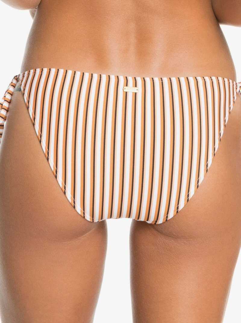 Golden Ochre Mony Stripes S Roxy Printed Beach Classics Moderate Bikini Bottoms | IWZVFX319