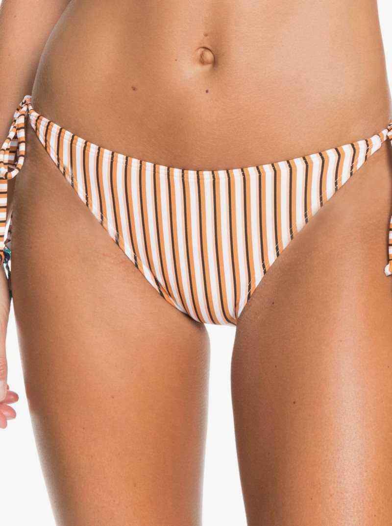 Golden Ochre Mony Stripes S Roxy Printed Beach Classics Moderate Bikini Bottoms | IWZVFX319