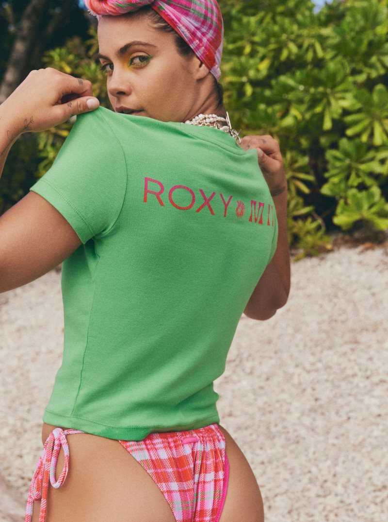 Green Dream Roxy Mimi Crop T-Shirt | SILNTA095