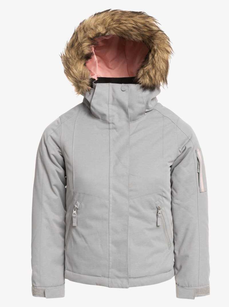 Heather Grey Roxy 4-16 Meade Insulated Snow Jacket | NIXCGH134