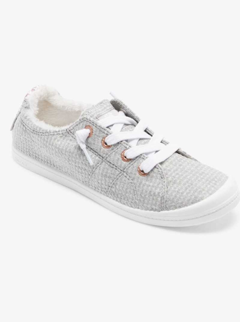 Heather Grey Roxy Bayshore Faux Fur-Lined Shoes | HARYUB607