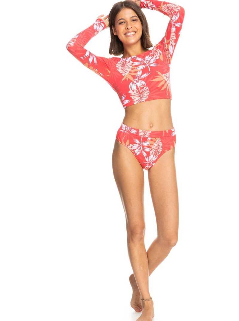 Hibiscus Seaside Tropics V1 S Roxy Seaside Tropics Cropped Long Sleeve UPF 50 Rashguard | RWIJVG041