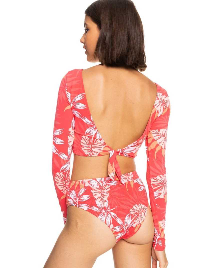 Hibiscus Seaside Tropics V1 S Roxy Seaside Tropics Cropped Long Sleeve UPF 50 Rashguard | RWIJVG041