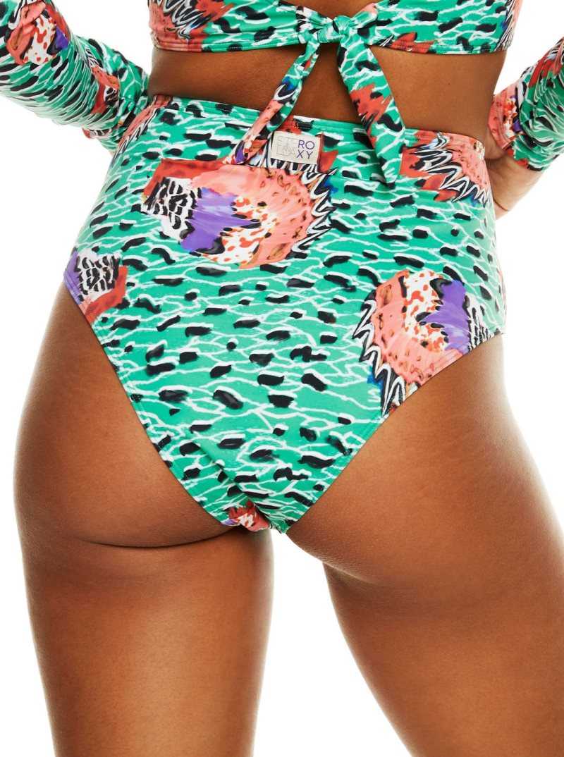 Holy Green Melie Roxy Stella Jean High-Waist Bikini Bottoms | UYJTEN821