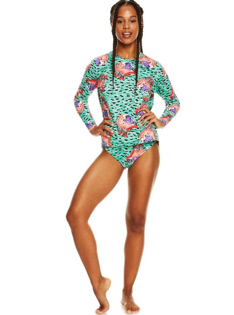 Holy Green Melie Roxy Stella Jean Long Sleeve UPF 50 Rashguard | HFGQLI985