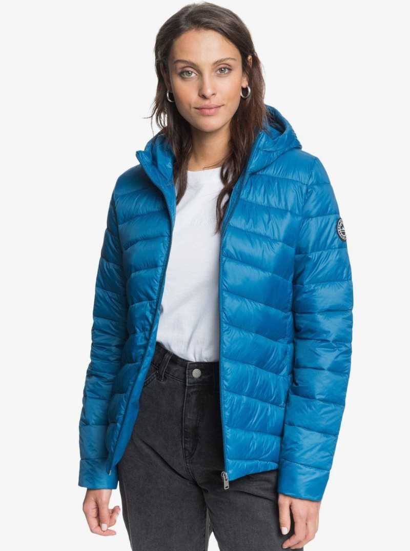 Ink Blue Roxy Coast Road Hooded Jackets | ZDLIKE954