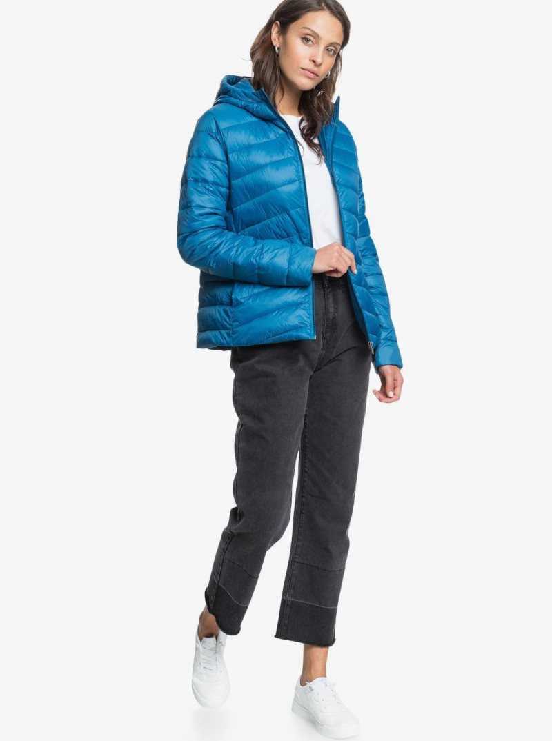 Ink Blue Roxy Coast Road Hooded Jackets | ZDLIKE954