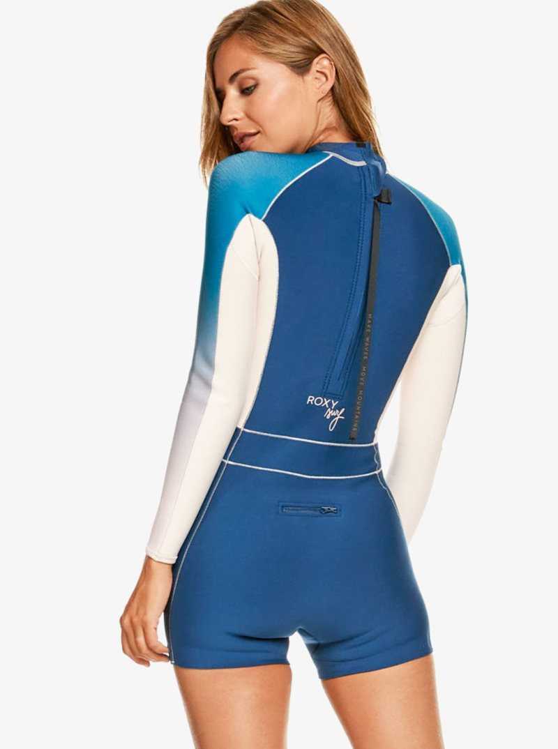 Iodine Blue Roxy 1.5mm Rise Long Sleeve Back Zip Springsuit | QIVWDX527