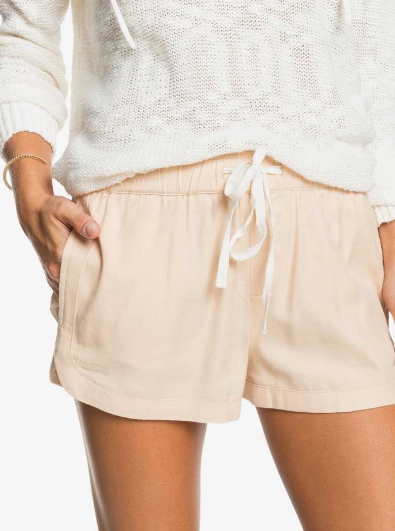 Ivory Cream Roxy New Impossible Love Elasticized Shorts | DHPVCA907