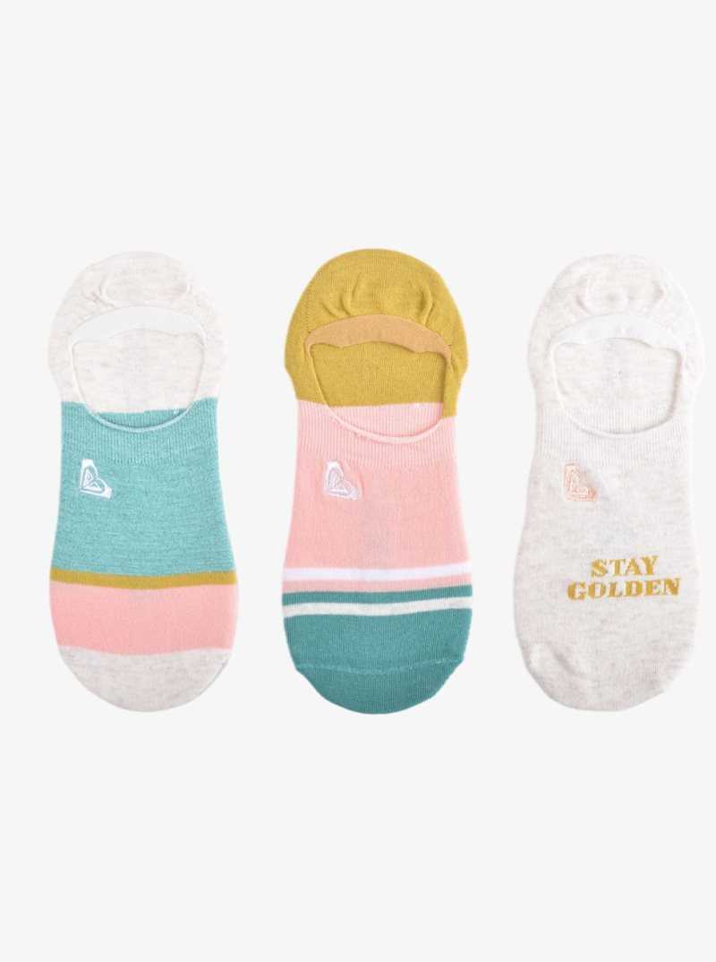 Ivory Heather Roxy 3 Pack No-Show Liner Socks | ENXRUS390