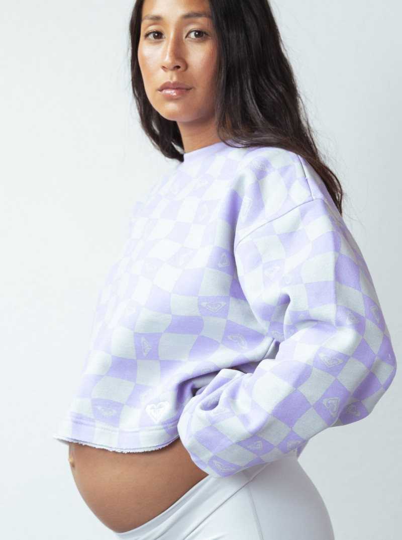 Lavender Lavendilac Roxy Kelia Fleece Crop Sweatshirt | FGXQKS489