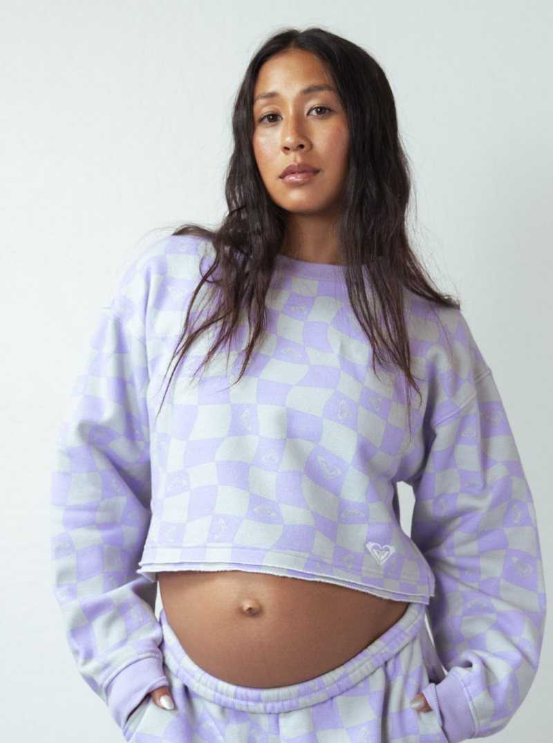 Lavender Lavendilac Roxy Kelia Fleece Crop Sweatshirt | FGXQKS489