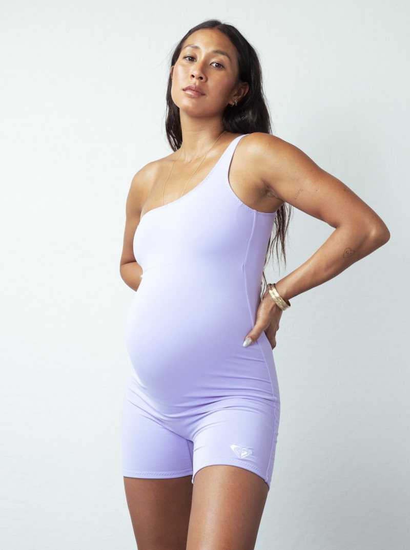 Lavender Roxy Kelia Asymmetrical Fitness Bodysuit | DUEIOH640