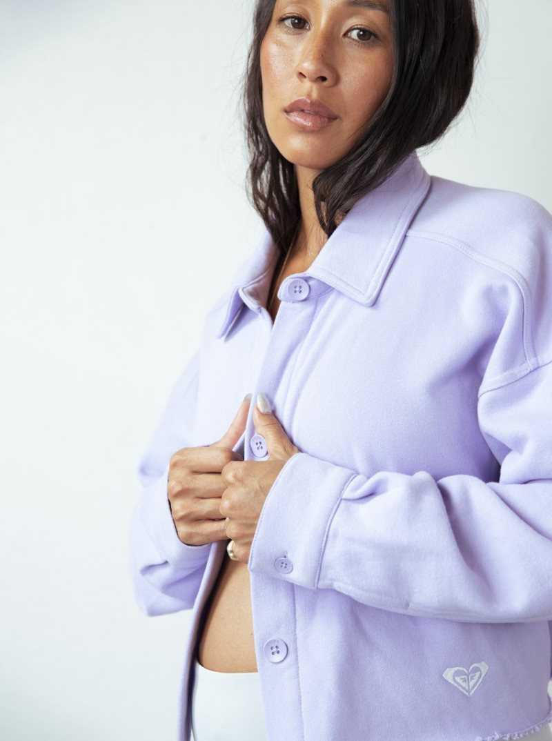 Lavender Roxy Kelia Cropped Shacket | FEBJGV745