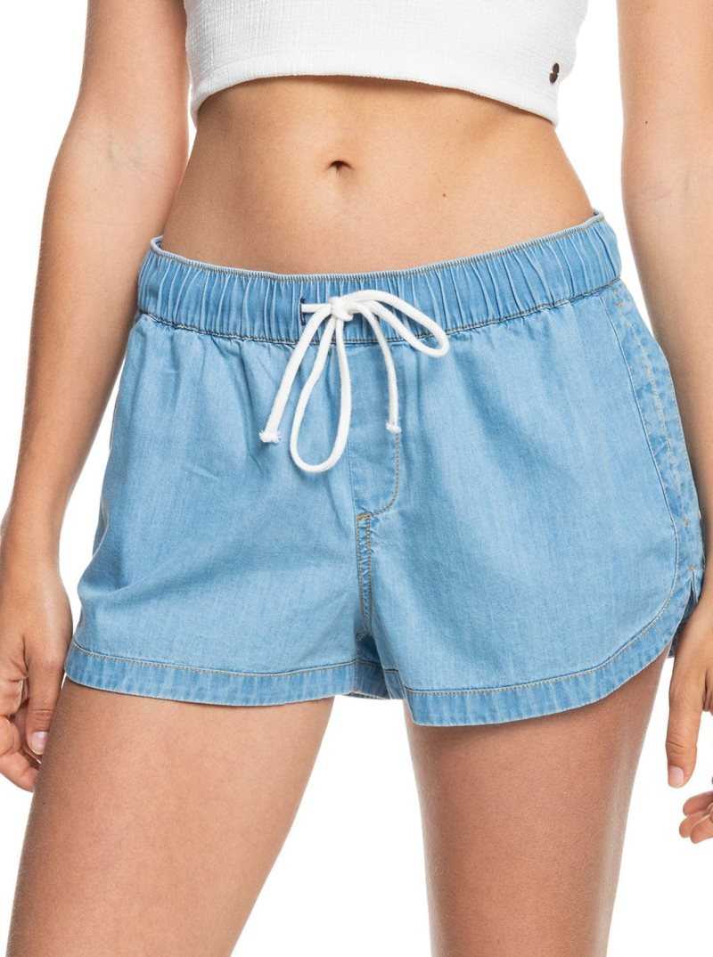 Light Blue Roxy New Impossible Denim Shorts | BLWRNK934