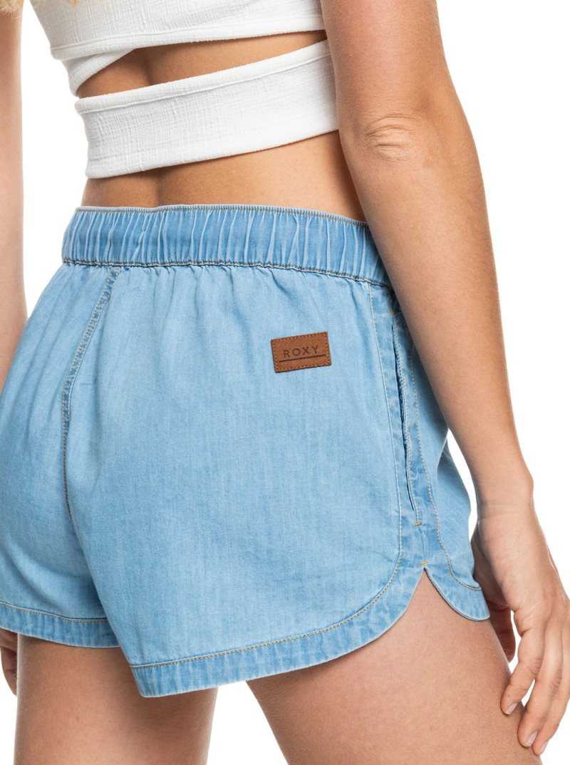 Light Blue Roxy New Impossible Denim Shorts | BLWRNK934