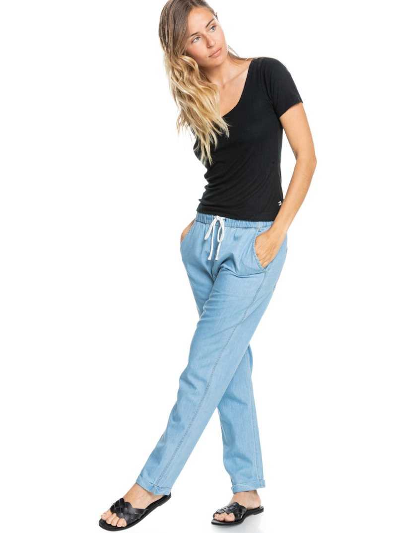 Light Blue Roxy Slow Swell Denim Pants | HIPZBL502