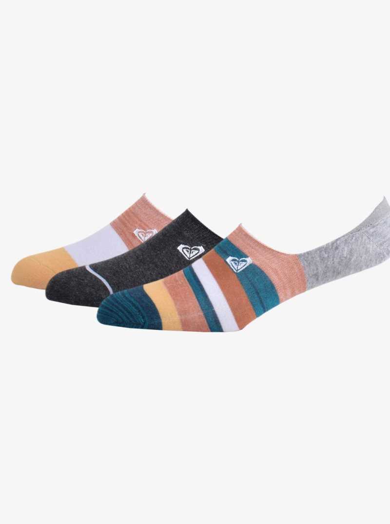 Light Grey Heather Roxy 3 Pack No-Show Liner Socks | DPTNIO270