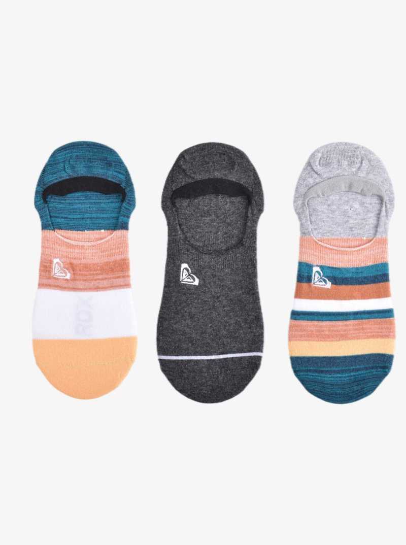 Light Grey Heather Roxy 3 Pack No-Show Liner Socks | DPTNIO270