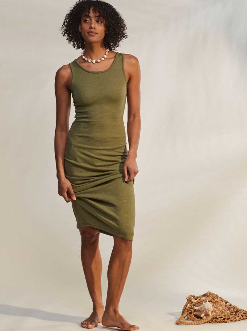 Loden Green Roxy Good Keepsake Strappy Midi Dress | JGOQTU574