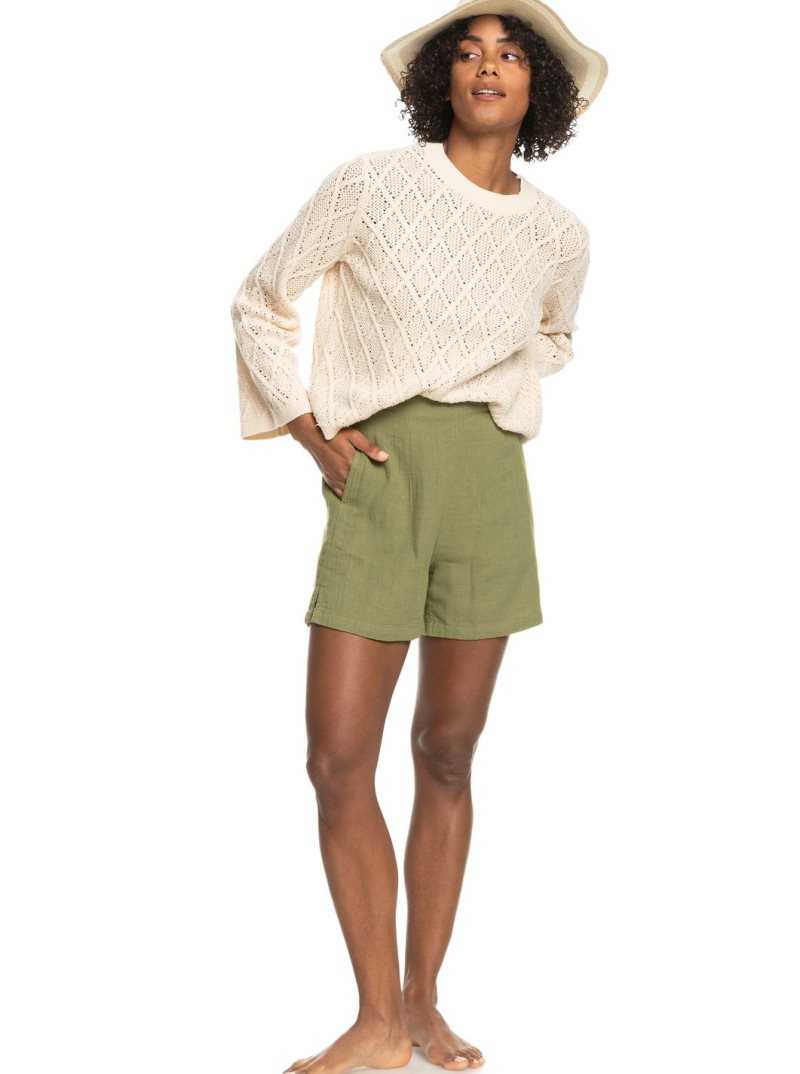 Loden Green Roxy Over The Sun Lightweight Shorts | TUFJYI142