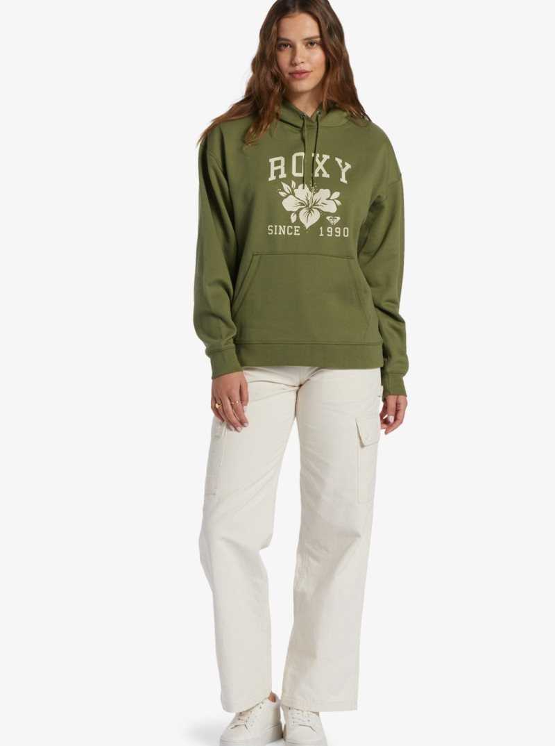 Loden Green Roxy Shoreside Hike B Oversize Hoodie | SCKXDJ629